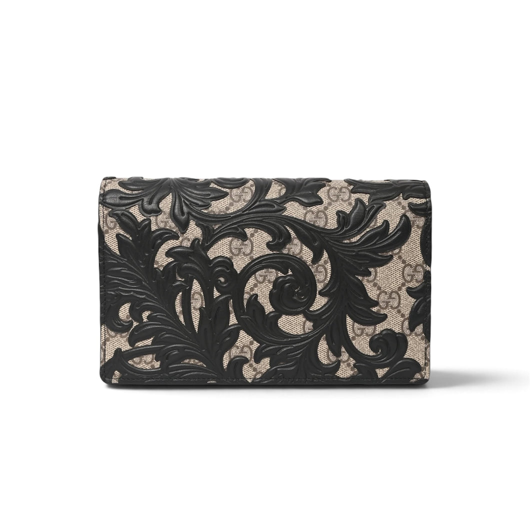 Gucci Bag, GG Supreme Black Arabesque Wallet on Chain