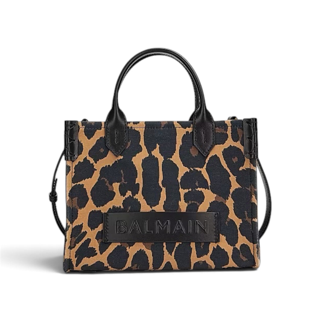 Balmain Bag, Small B-Army Leopard Printed Shopper Tote Bag