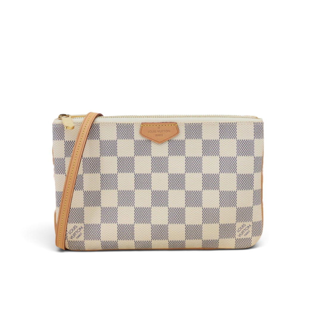 Louis Vuitton Bag, Damier Azur Canvas Double Zip Pouchette Crossbody