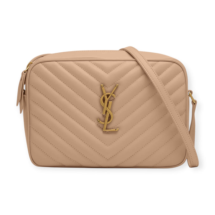 Saint Laurent Bag, Dark Beige Quilted Leather Lou Medium YSL Camera Bag