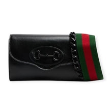 Gucci Bag, Black Azalea Calfskin Web Mini Horsebit Chain Bag