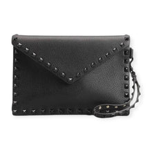 Valentino Bag, Black Leather Rockstud Wristlet Clutch