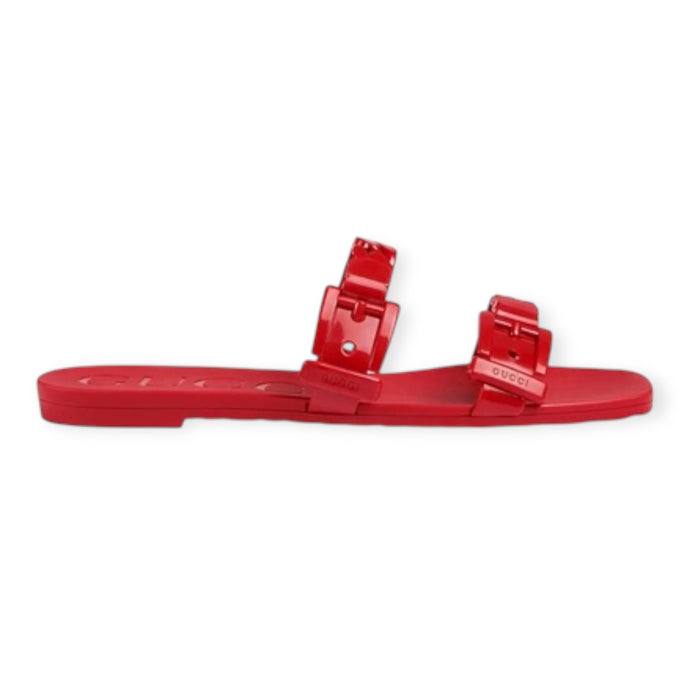 Gucci Shoes, Red Rubber Slide Sandals (size 41)
