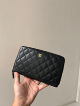 Chanel Black Caviar Quilted Large Zip Around Wallet