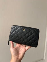 Chanel Black Caviar Quilted Large Zip Around Wallet