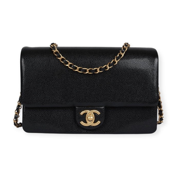 Chanel Bag, 2024 Black Shiny Grained Calfskin Leather Flap Bag with Brushed Gold Hardware