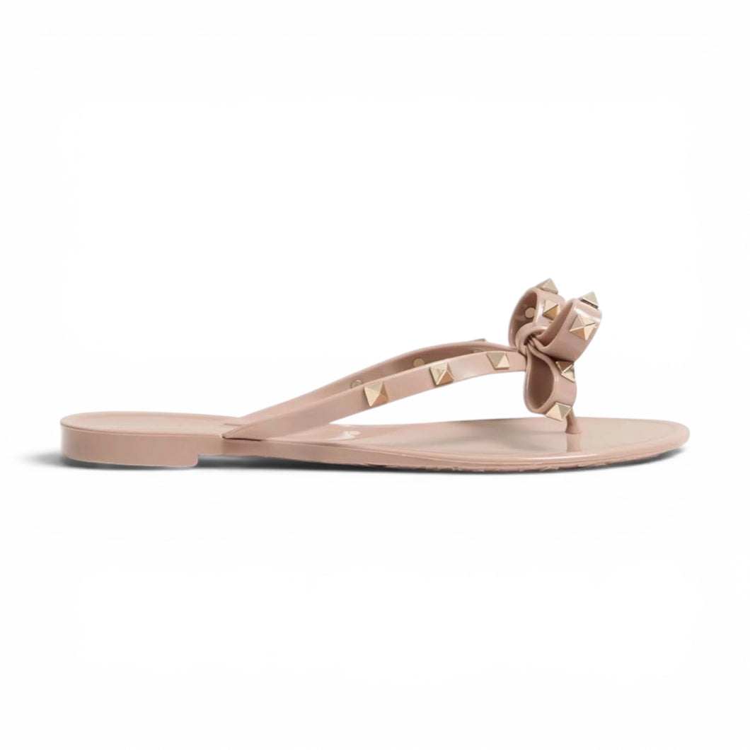 Valentino Shoes, Nude Rockstud Rubber Thong Sandals (size 38)