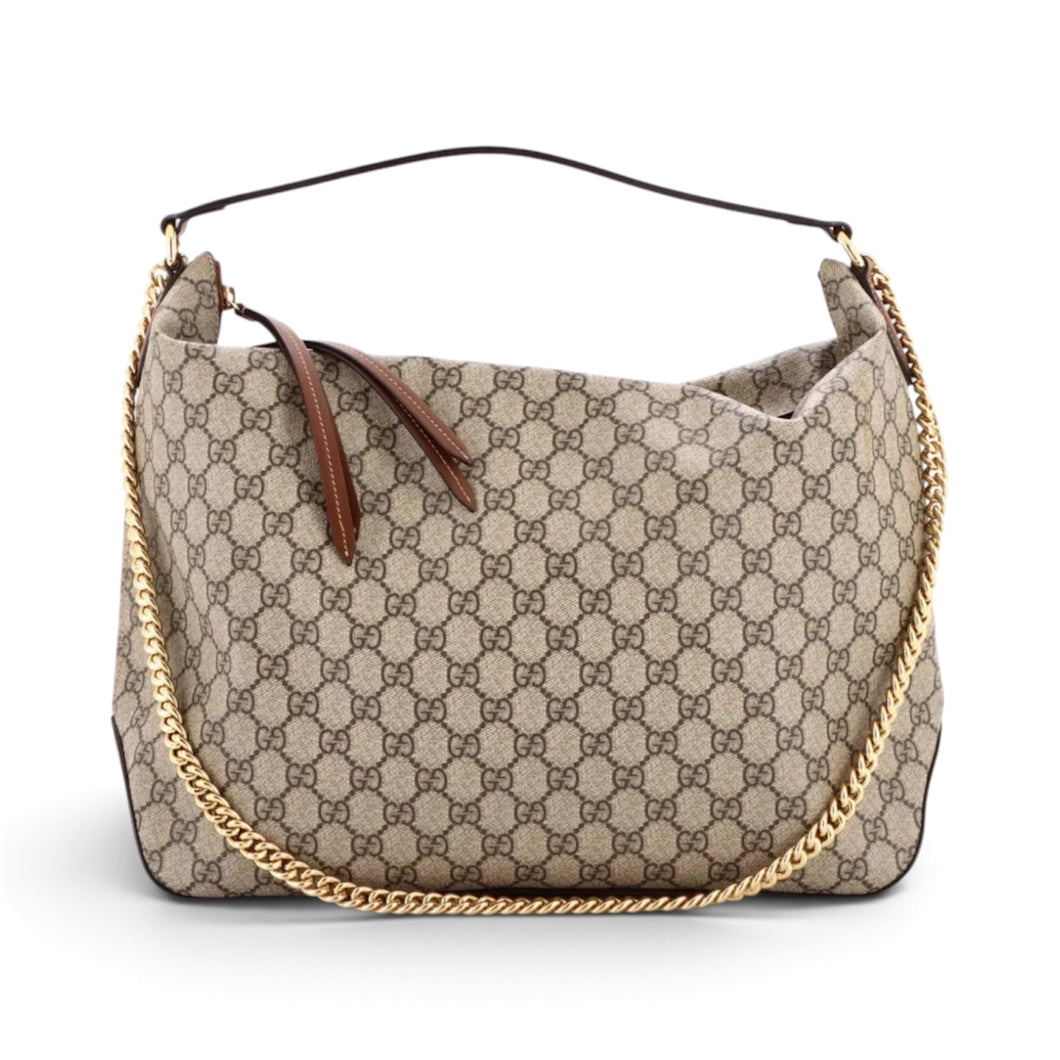 Gucci Bag, GG Supreme Monogram Canvas Large Chain Hobo Bag