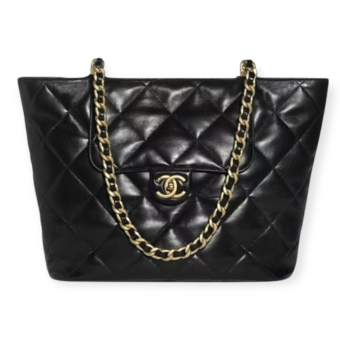 Chanel Bag, Small Black Lamsbkin Leather Shopping Bag