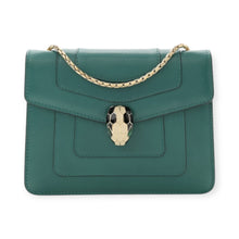 Bvlgari Bag, Emerald Green Calfskin Leather Serpenti Forever Crossbody