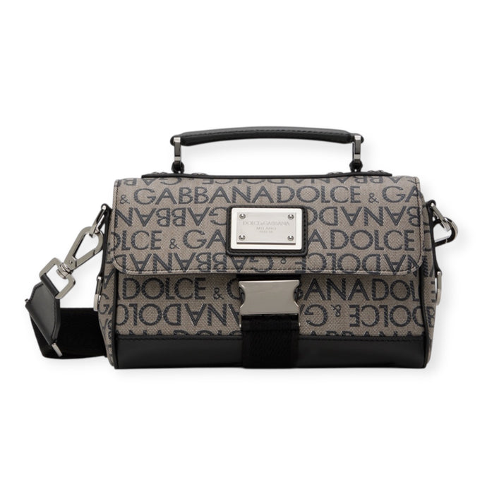 Dolce & Gabbana Bag, Grey & Black Jacquard Messenger Bag