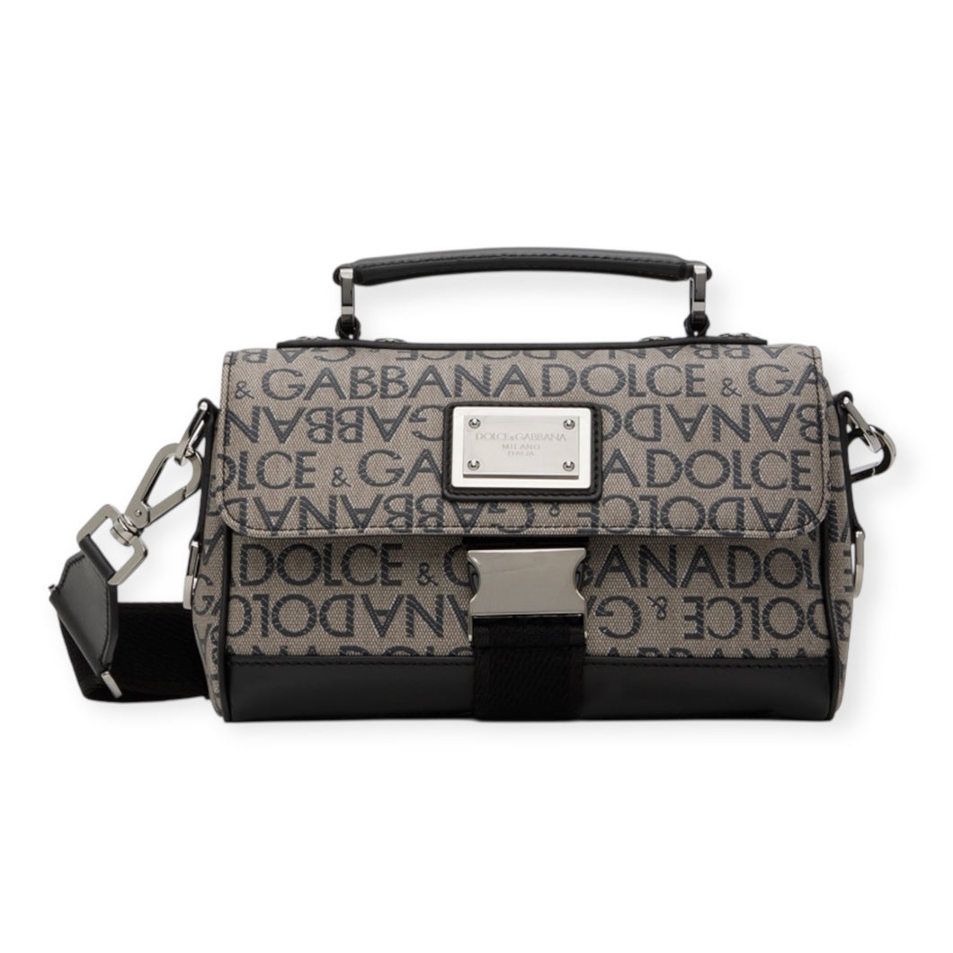Dolce & Gabbana Bag, Grey & Black Jacquard Messenger Bag