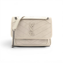 Saint Laurent Bag, Ivory Crinkled Calfskin Matelasse Monogram Baby Niki Chain Satchel