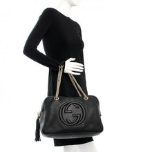 Gucci Bag, Black Pebbled Calfskin Medium Soho Bowler Tote