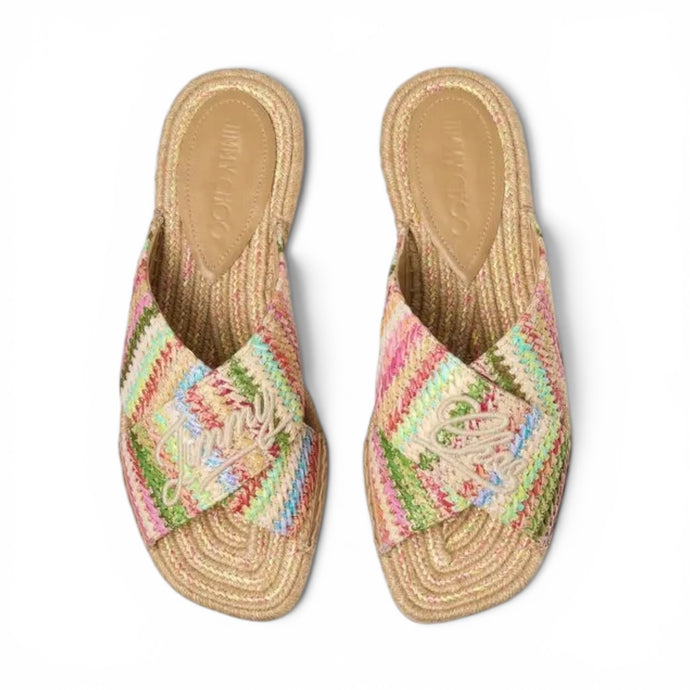 Jimmy Choo Shoes, Multicolor Raffia Sandals (size 40)