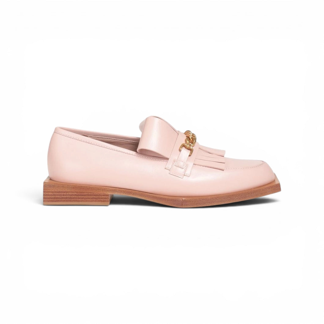 Balmain Shoes, Chain & Fringe Leather Loafers (size 37)