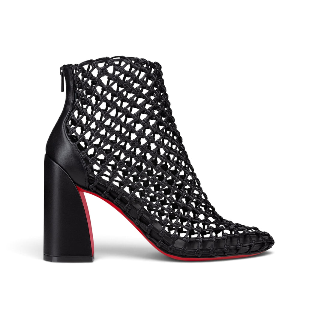 Christian Louboutin Shoes, Black Porlibooty Woven Leather Boots