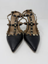 Valentino Shoes, Black Leather Rockstud Caged Heels (size 40)