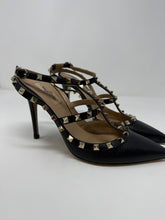 Valentino Shoes, Black Leather Rockstud Caged Heels (size 40)