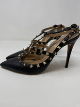 Valentino Shoes, Black Leather Rockstud Caged Heels (size 40)