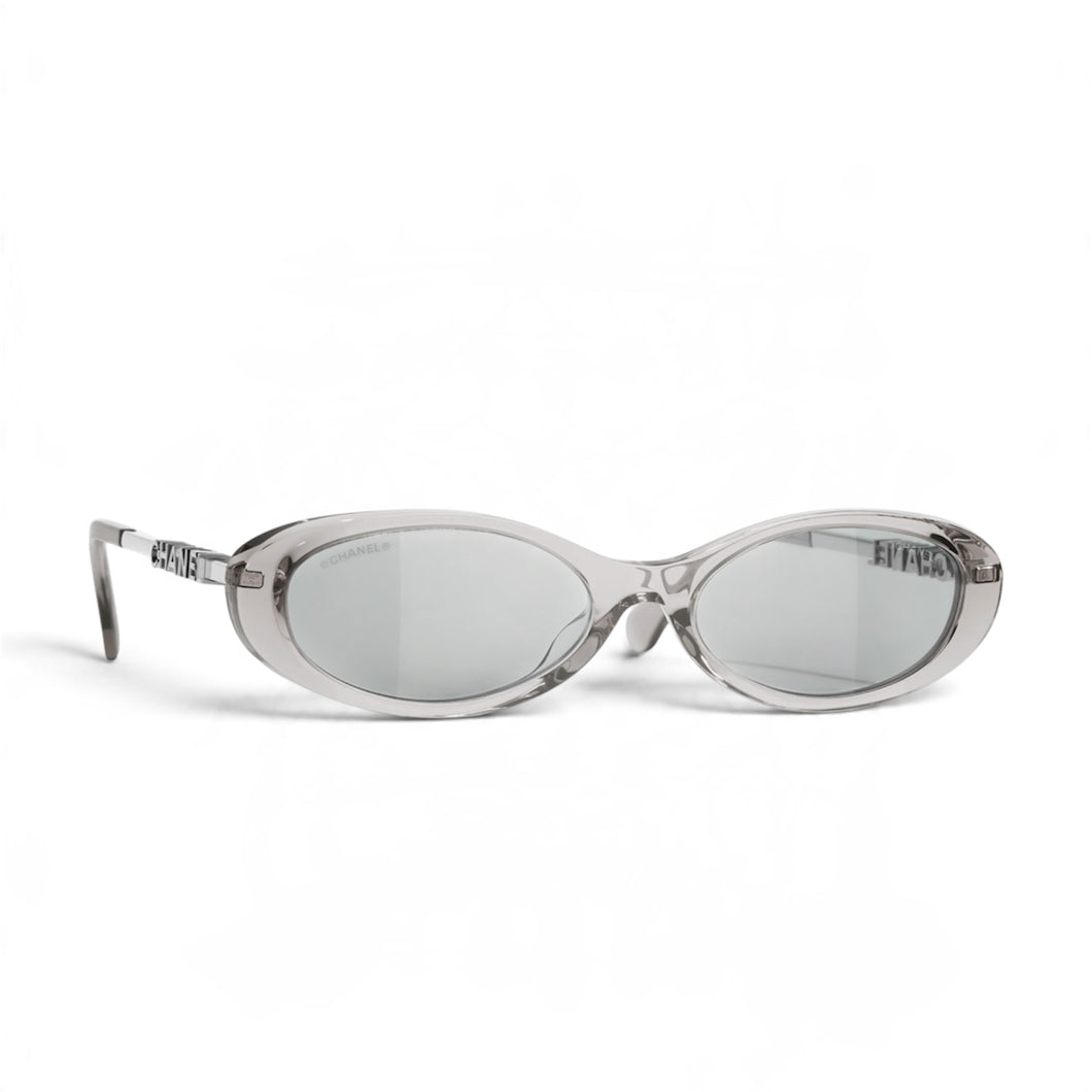 Chanel Transparent Grey Oval Sunglasses