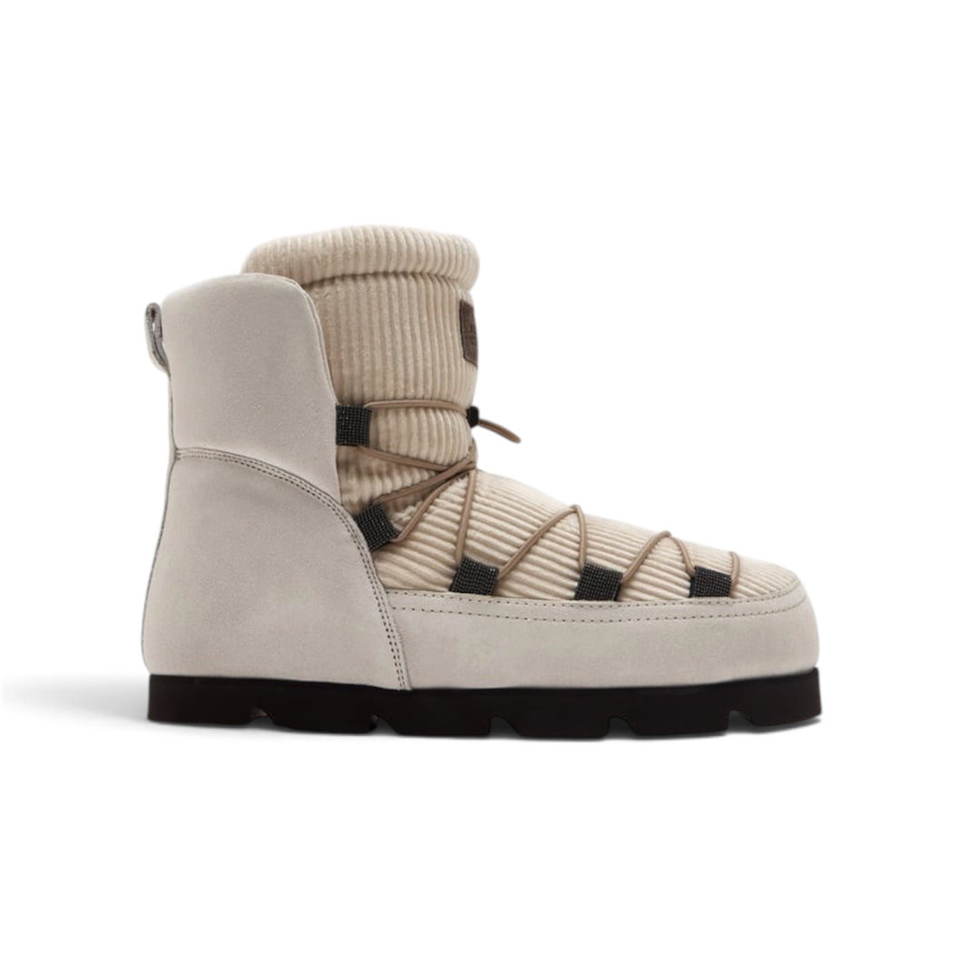 Brunello Cucinelli Shoes, Shearling-Lined Corduroy and Suede Snow Boots (size 36)