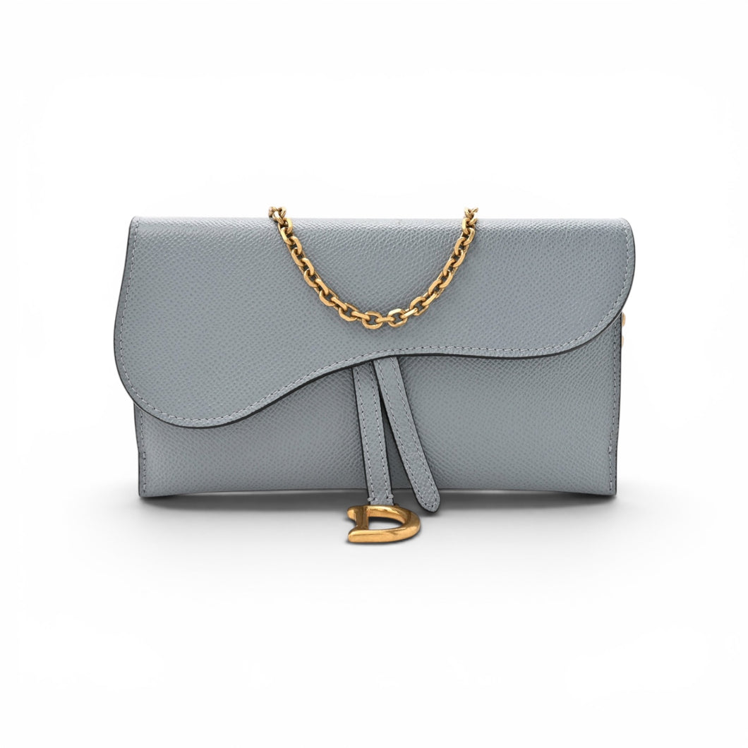 Christian Dior Bag, Blue Calfskin Saddle Chain Pouch