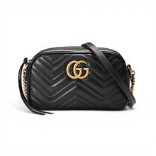 Gucci Bag, Black Calfskin Matelasse Small GG Marmont Chain Shoulder Bag