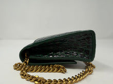 Balenciaga Green Hourglass Croc-Effect Leather Wallet on Chain