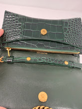 Balenciaga Green Hourglass Croc-Effect Leather Wallet on Chain