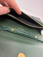 Balenciaga Green Hourglass Croc-Effect Leather Wallet on Chain