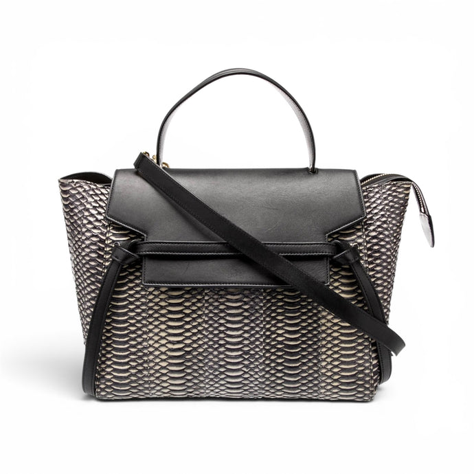 Celine Bag, Black Leather Python Belt Bag