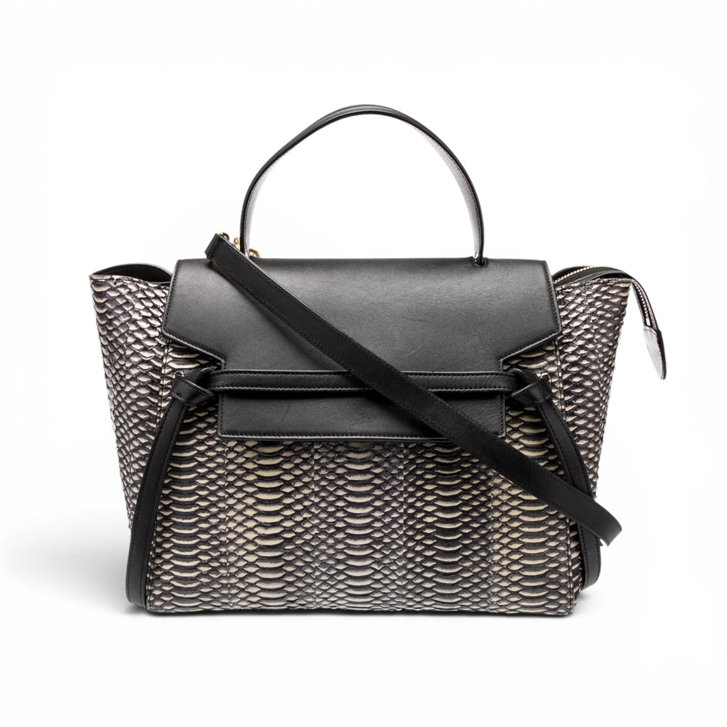 Celine Bag, Black Leather Python Belt Bag
