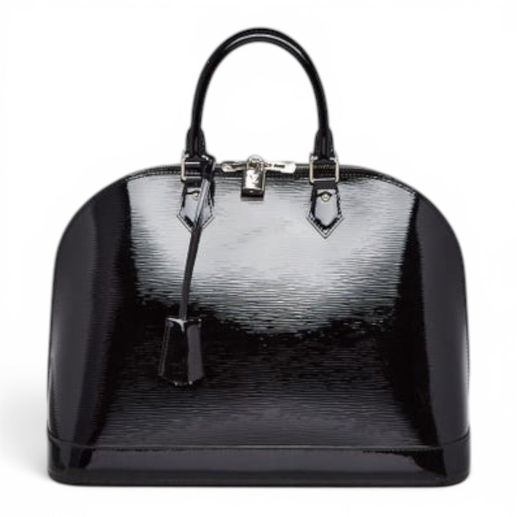 Louis Vuitton Bag, Black Epi Vernis Patent Leather Alma GM