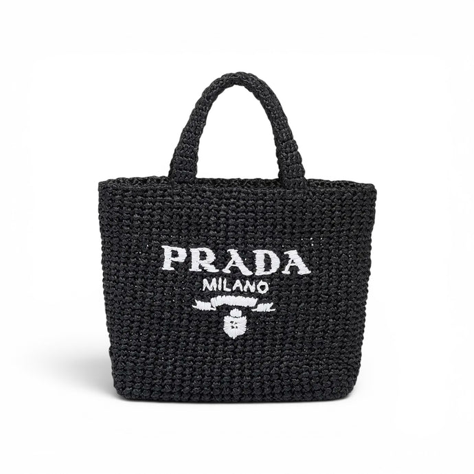Prada Bag, Black Raffia Small Tote Bag