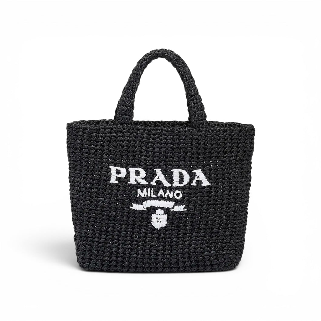 Prada Bag, Black Raffia Small Tote Bag