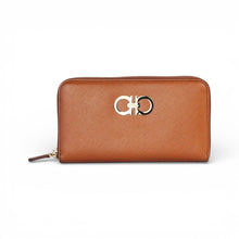 Ferragamo Tan Saffiano Leather Zippy Wallet