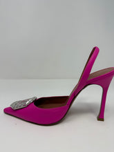 Amina Muaddi Shoes, Pink Leather Camelia Sling Pumps (size 38)