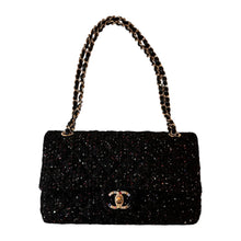Chanel Bag, Black Sequin & Tweed Medium Double Flap Bag