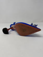 Amina Muaddi Shoes, Blue Begum Satin Sling Sandals (size 37.5)