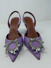 Amina Muaddi Shoes, Purple Begum Leather Sling Sandals (size 37.5)