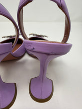 Amina Muaddi Shoes, Purple Begum Leather Sling Sandals (size 37.5)