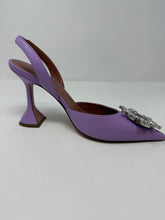 Amina Muaddi Shoes, Purple Begum Leather Sling Sandals (size 37.5)