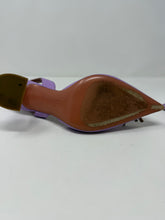 Amina Muaddi Shoes, Purple Begum Leather Sling Sandals (size 37.5)