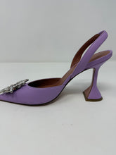 Amina Muaddi Shoes, Purple Begum Leather Sling Sandals (size 37.5)