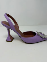 Amina Muaddi Shoes, Purple Begum Leather Sling Sandals (size 37.5)