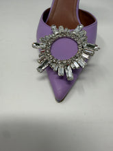 Amina Muaddi Shoes, Purple Begum Leather Sling Sandals (size 37.5)