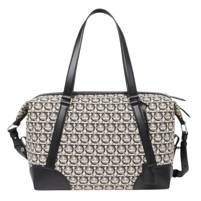 Ferragamo Bag, Printed Canvas with Leather Soft Duffle Bag