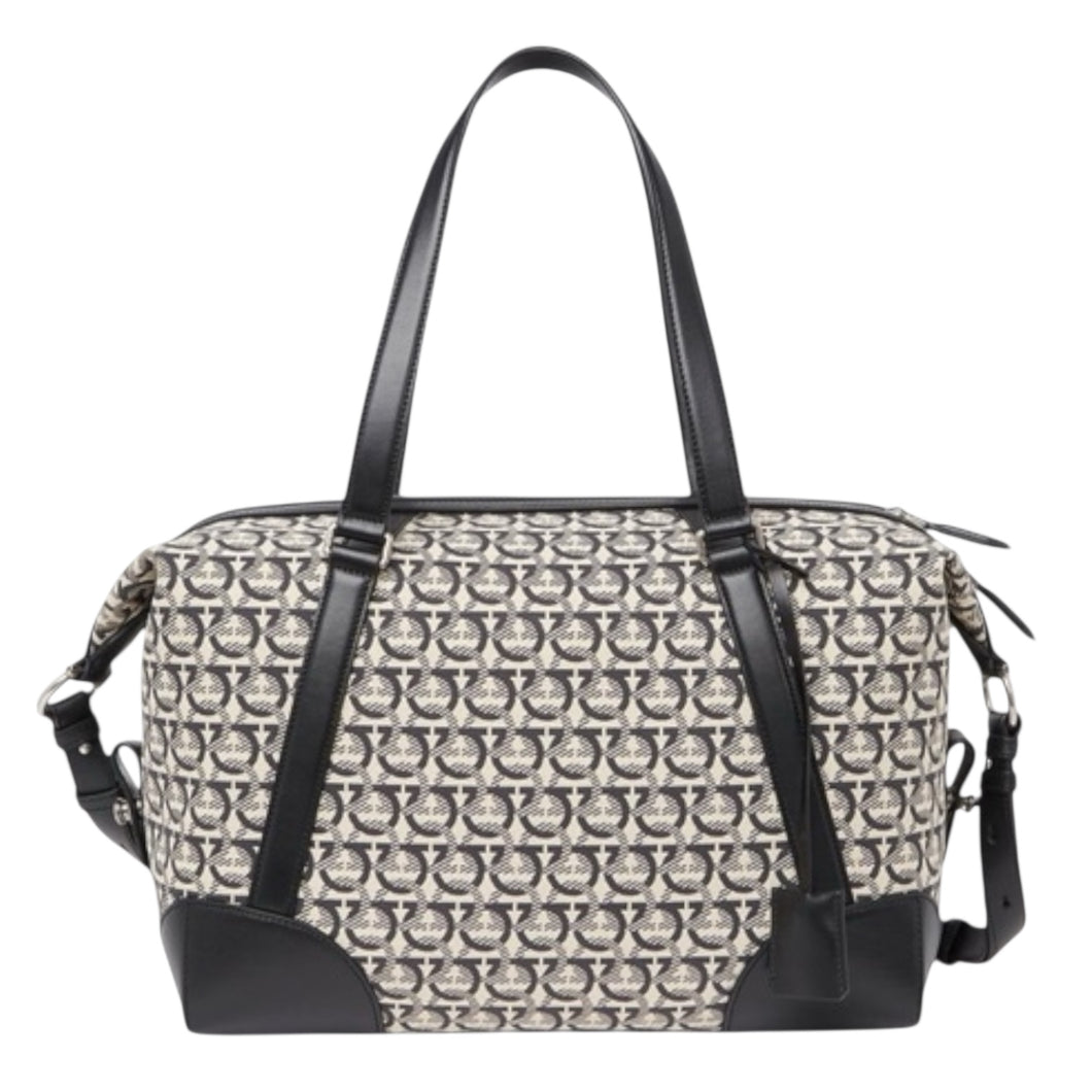 Ferragamo Bag, Printed Canvas with Leather Soft Duffle Bag