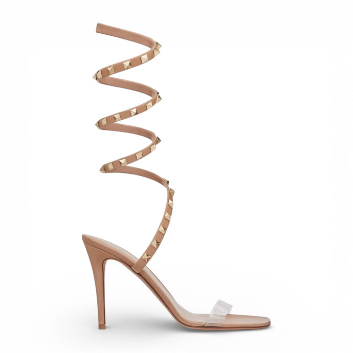 Valentino Shoes, Nude Leather 100mm Rockstud Heels (size 35)